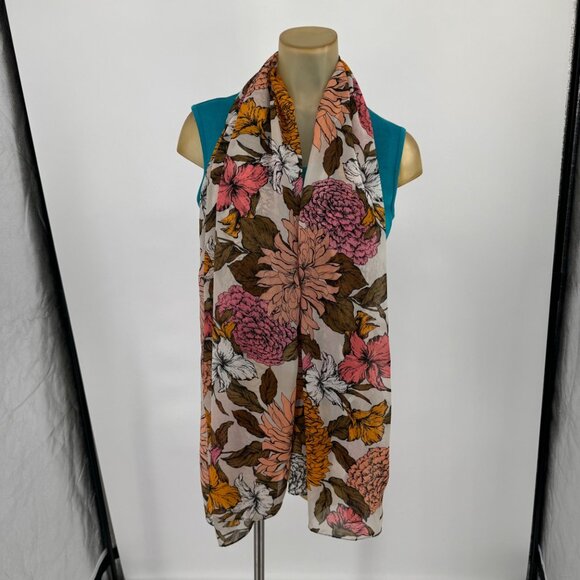 westport Floral Multicolor Womens Scarf wrap Chrysanthemum Design - Picture 2 of 6
